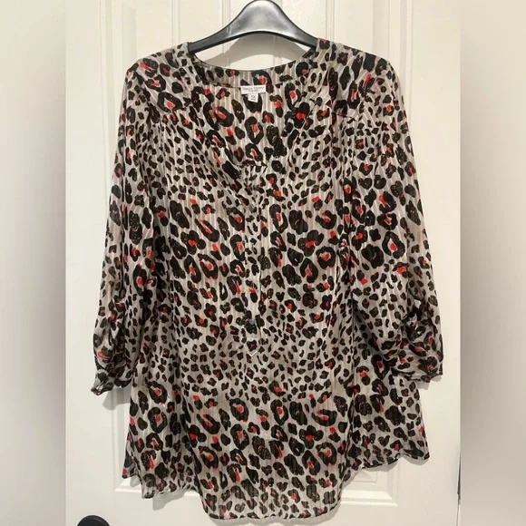 Rebecca Malone Animal Print Blouse with Red Highlights - Picture 3 of 3